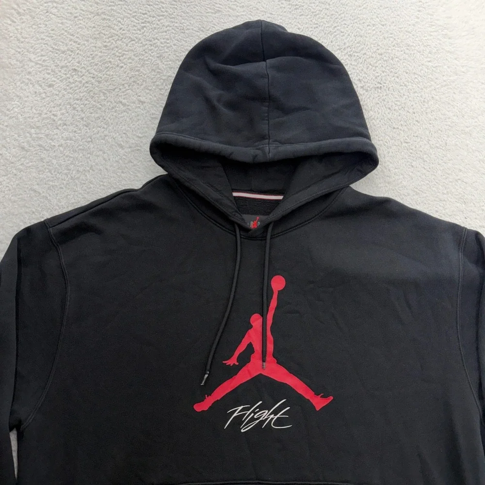 Jordan Flight Essentials Mens Black Red Jumpman Graphic Hoodie Large CV2244-010